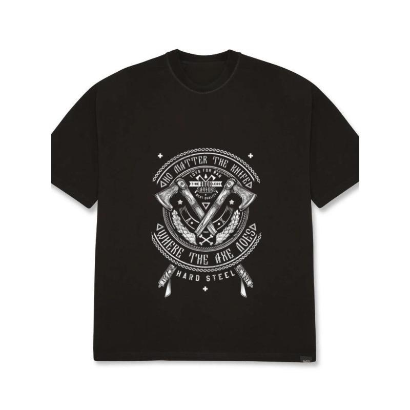 

Men s Oversized T-Shirt Black Graphic Print with Anchor Crossbones and Motto Text Casual Streetwear for Everyday Wear XXXXL чёрный