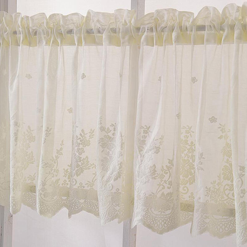 

Charming Country Lace Valance Rod Pocket Design, Light-Filtering Floral Window Treatment for Kitchen, Living Room & Bedroom Deco 29x24inch бежевий