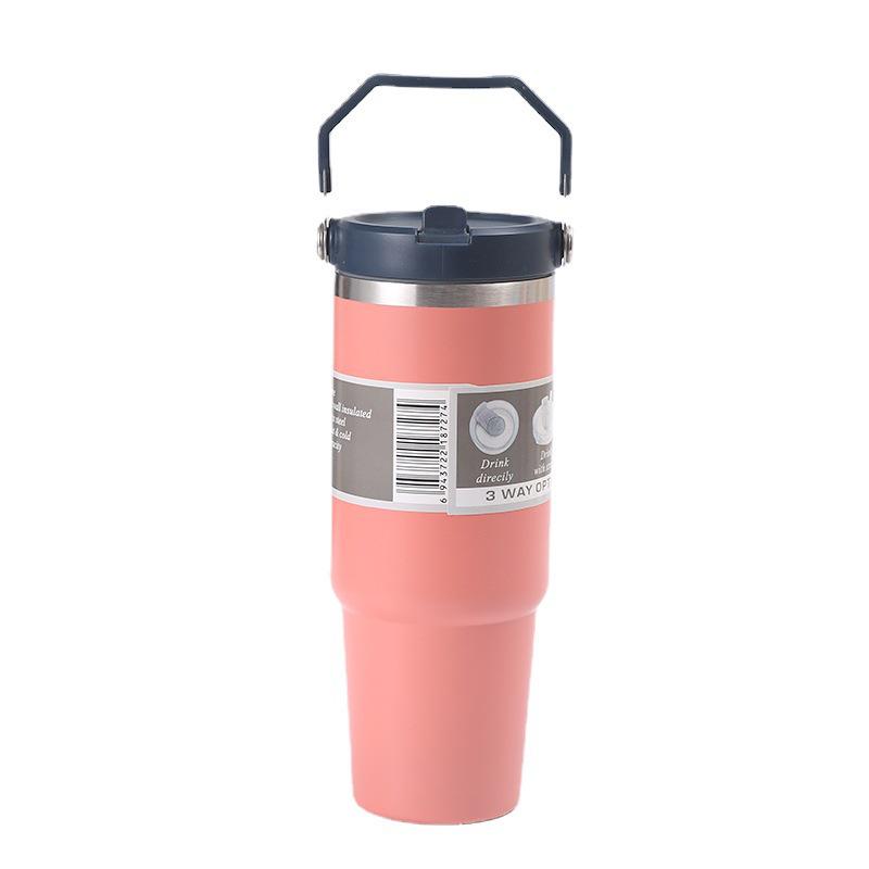 30oz Car Handle Cup - Large Capacity Stainless Steel Thermos with Vacuum Insulation