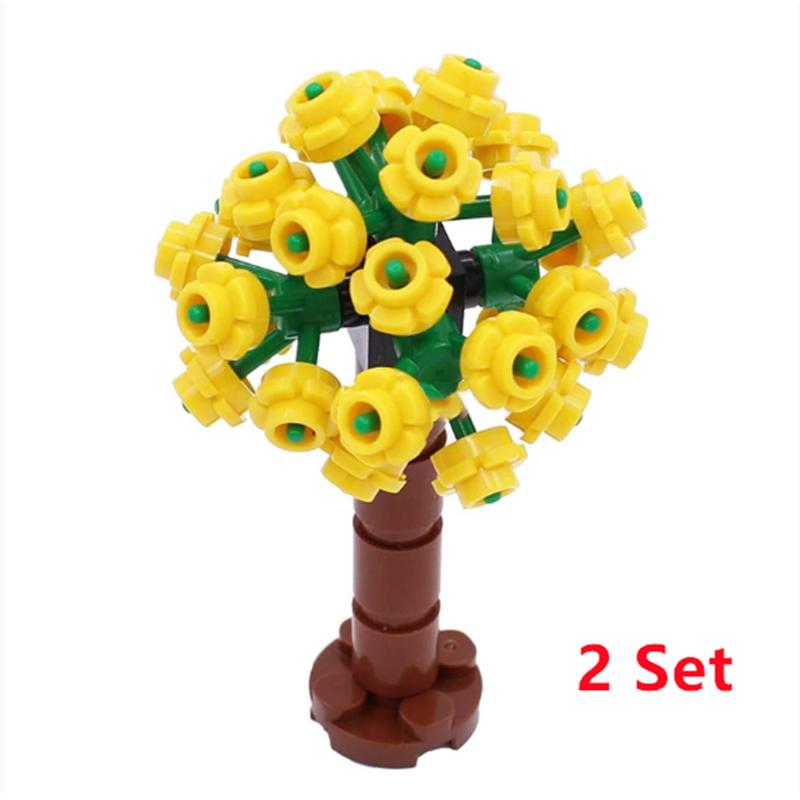 Bausteine Baum Blume Sets Stadt Pflanze Garten Bonsai Wald Natürliche Stadt Straßenansicht Park Dschungel MOC Modell Spielzeug Für Kinder