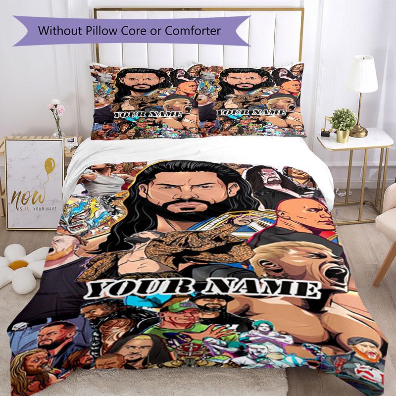 3PC Custom Name Legend Collage Bedding Set Printed Bedding Set Duvet Cover Closure Includes 1 Duvet Cover & 2 Pillowcases for All Seasons Bedroom