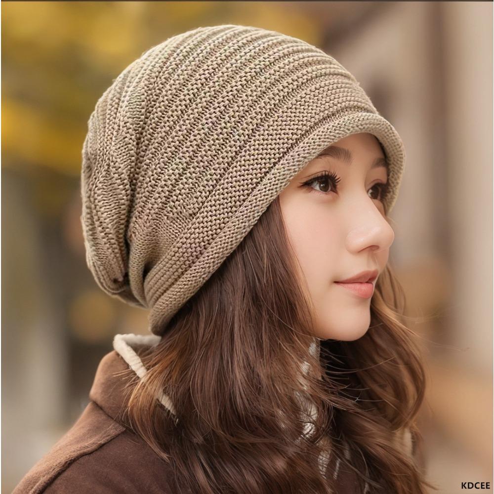 Women's wool knitted pullover hat autumn and winter popular headgear fashion versatile thermal pile hat