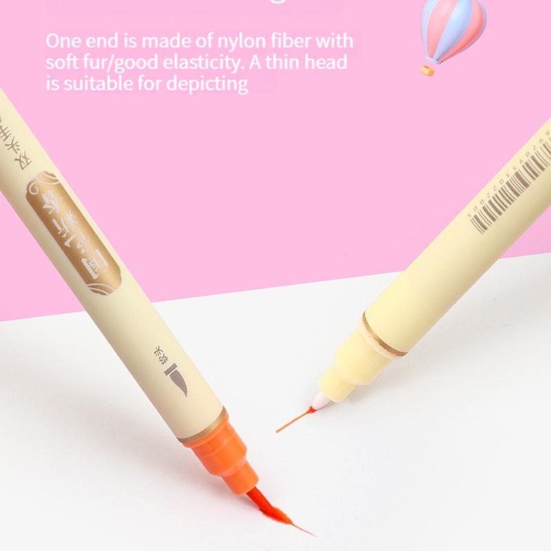 6pcs/set Classic Style Colors Double Tip Marker Pens Line Drawing Watercolor Pen for Calligraphy Student Art Painting School Stationary