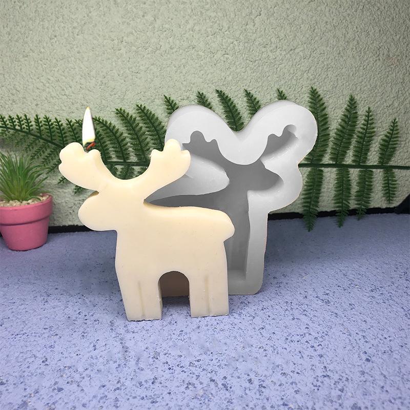 Christmas Reindeer Silicone Candle Mold Handmade Candle Making Supplies DIY Epoxy Gypsum Soap Cake Baking Tools Christmas Gifts