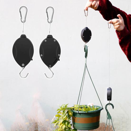 Yousheng Plant Pulley for Hanging Plants Heavy Duty Plant Hanger Stainless Steel Rope Retractable Hanger Adjustable Pulley Hook for Garden Baskets