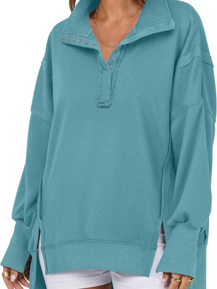 

Women s Casual Button-Down Shirt with Collar and Contrast Trim in Multiple Colors XL озеро синий