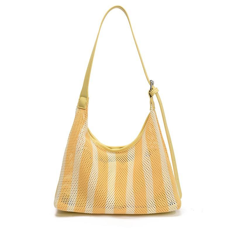 

Striped woven bag women s large-capacity new daily versatile shoulder underarm bag fashion sense commuter tote bag жовтий
