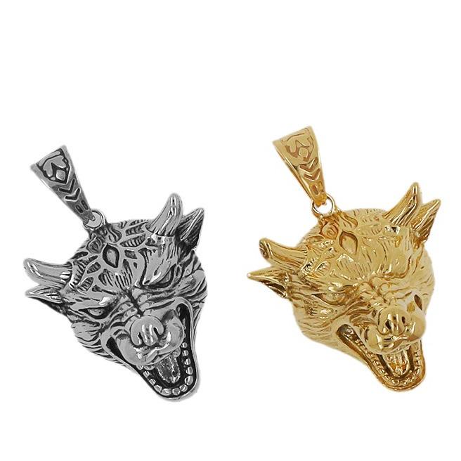 Kreativer zweifarbiger Titanstahl Leopard & Wolf Anhänger