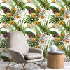Boho Forest Peel & Stick Floral Wallpaper Palm Banana Leaf Pattern In Purple/Green/Yellow Removable Easy Clean Home Decor