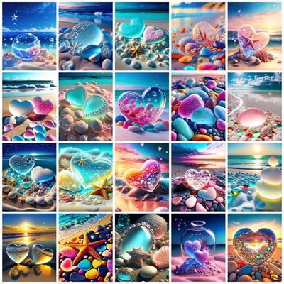 Volle quadratische Runde Diamant Malerei Meer Herz Stein Stickerei Mosaik Landschaft handgemachte Geschenk Home Decor