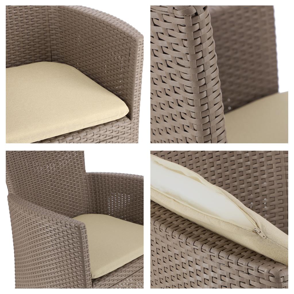 Stuhl Sessel Gartenstuhl für Balkon Terrasse Bequem Allibert + Kissen Beige