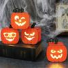 4Pcs Halloween Pumpkin Lamp Wooden Jack-O-Lantern Halloween Decorative Pumpkin Skull Black Cat Lights for Indoor Outdoor Mantel Fireplace Decoration S