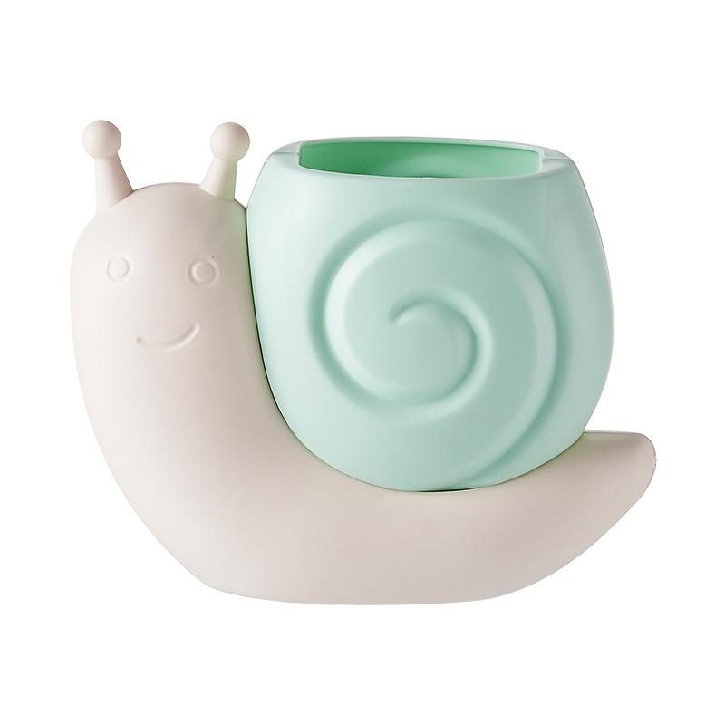 1Pc Cute Macaron Color Snail Plastic Pen Holder Kawaii Desk Decoration Office Stationery Organizer Girl Makeup Brush Storage Box