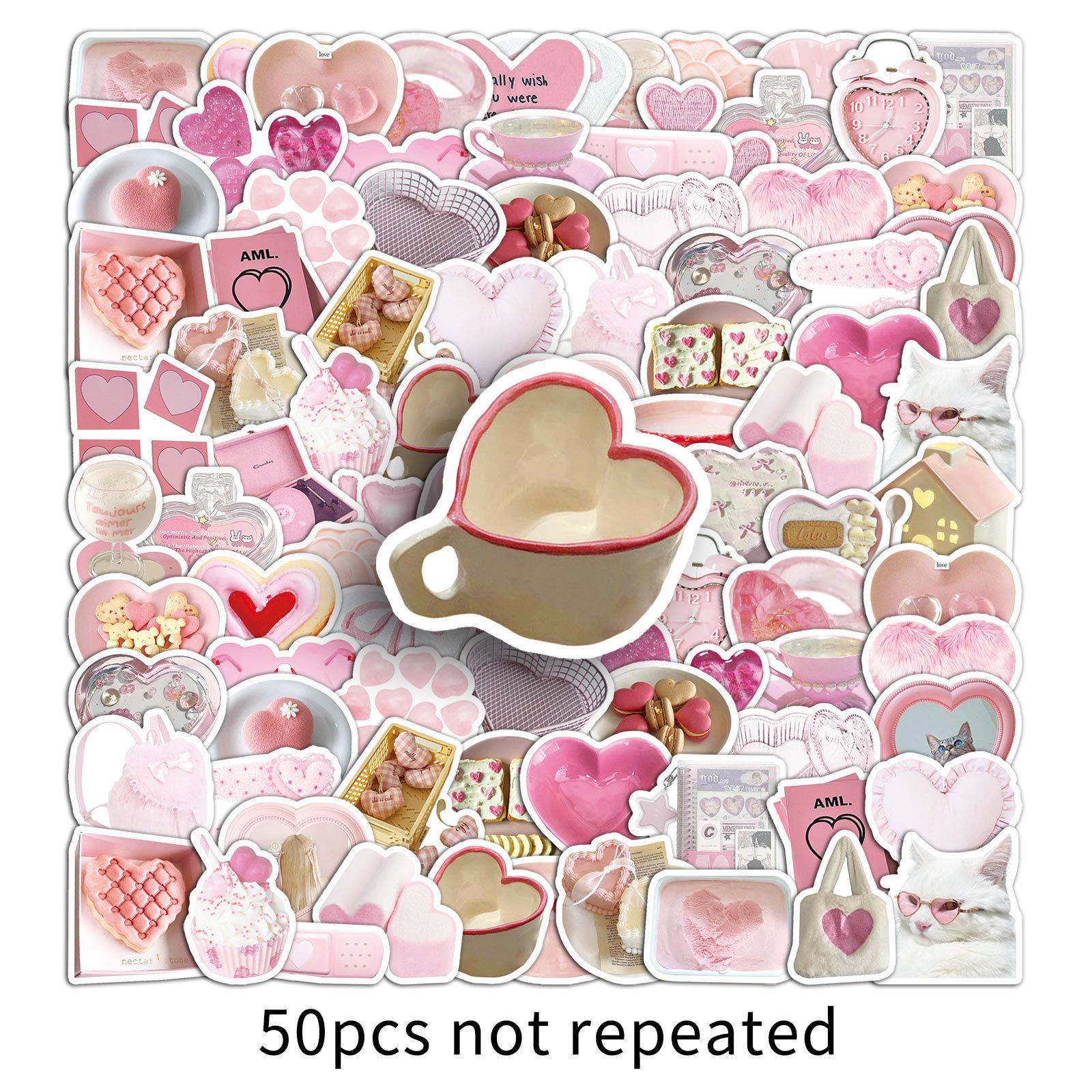 50PCS Cute Pink Girly Stickers | Love Ins Style | Waterproof DIY Decorations for Water Bottles & Journals