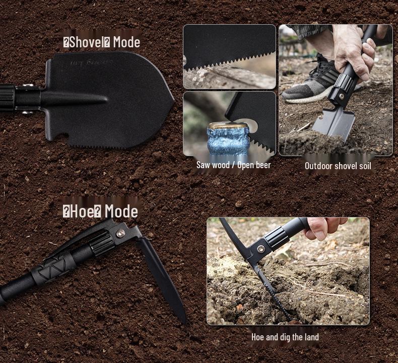 Portable Multifunctional Folding Shovel: Compact German Design for Outdoor, Fishing, Car Use