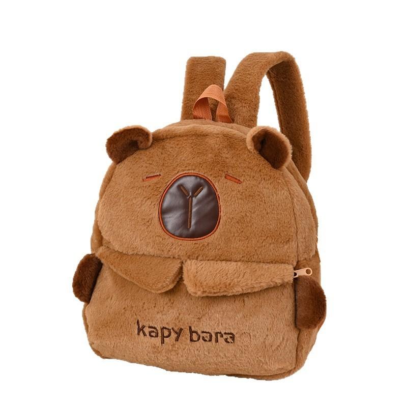 Capybara Teens Kids Plush Bags Animal Backpack Embroidered Details Lightweight