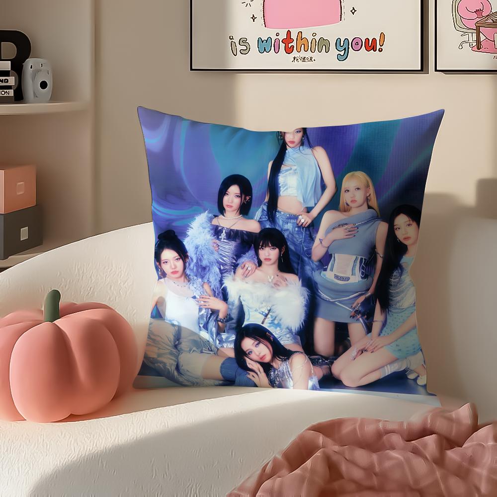 Stilvolle Kpop Girlgroup BBabymonster Kissenbezug Kissenhülle Kurzer Plüsch Verdeckter Reißverschluss Zimmer Sofa Kissenbezug