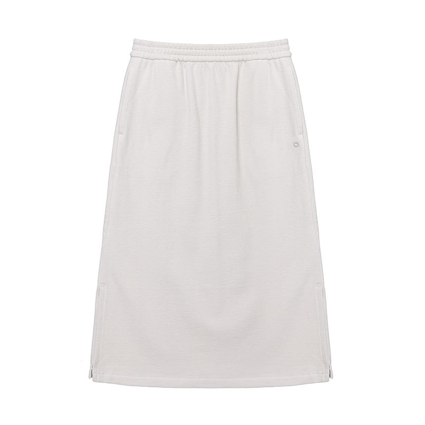 nau W Leaf Fleece Long Skirt Light Beige