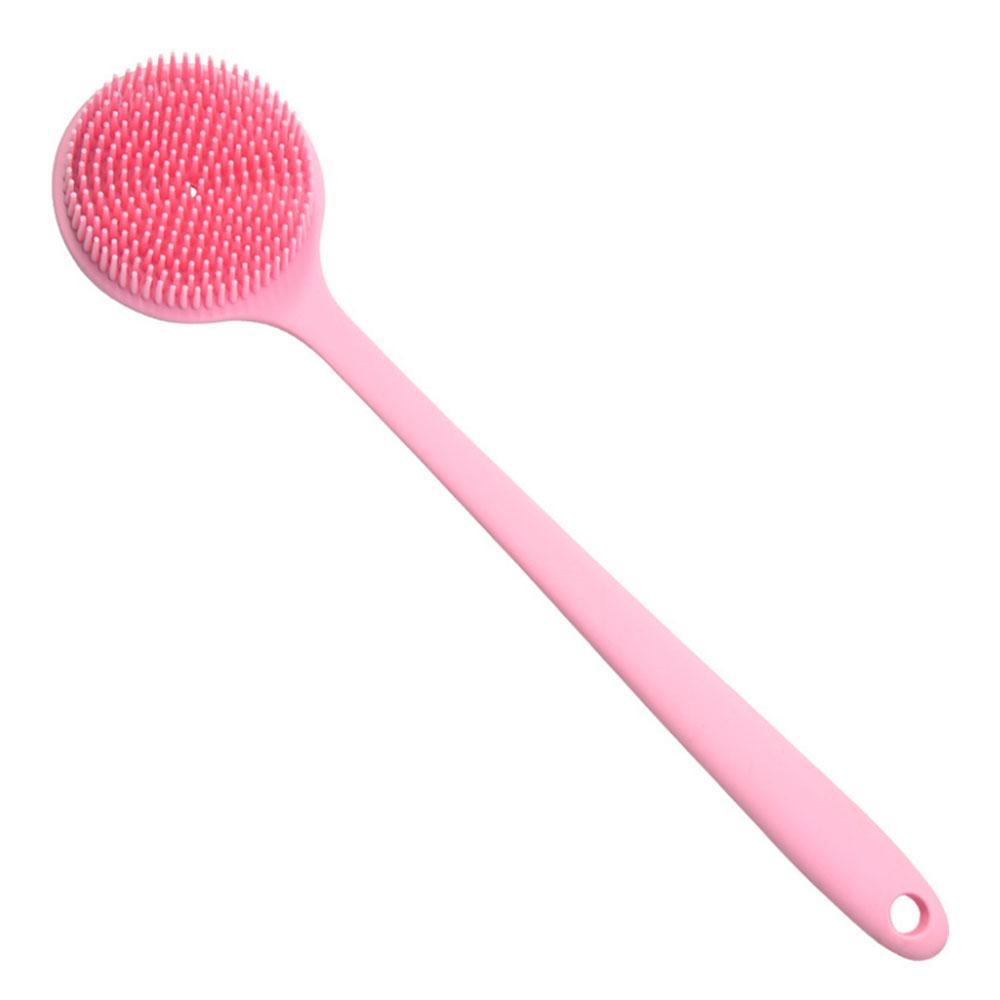 Silicone world Bath Brush Back Body Bath Shower Scrubber Brushes Long Handle Exfoliating Skin Massage Brush Silicone Scrubber розовый