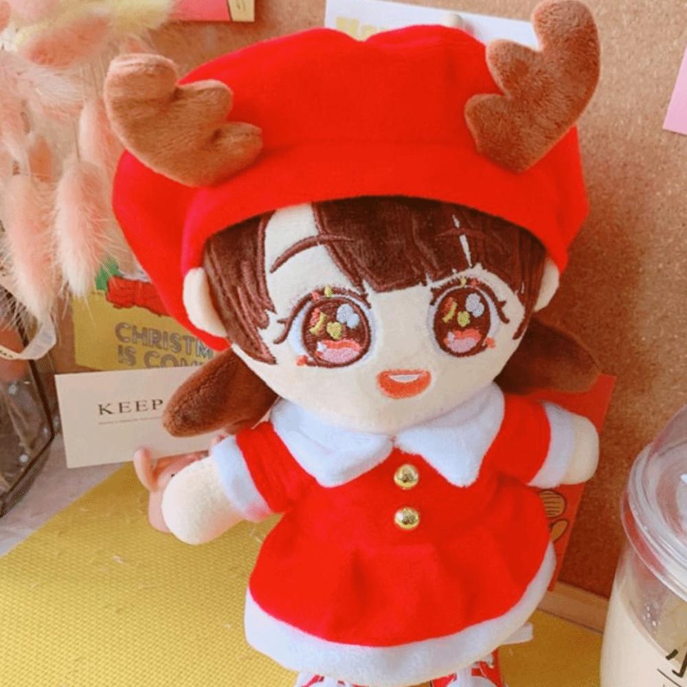 Plush Stuffed Santa Claus Cotton Doll Dress Reindeer 20CM Doll Plush Toys Clothing  Girls