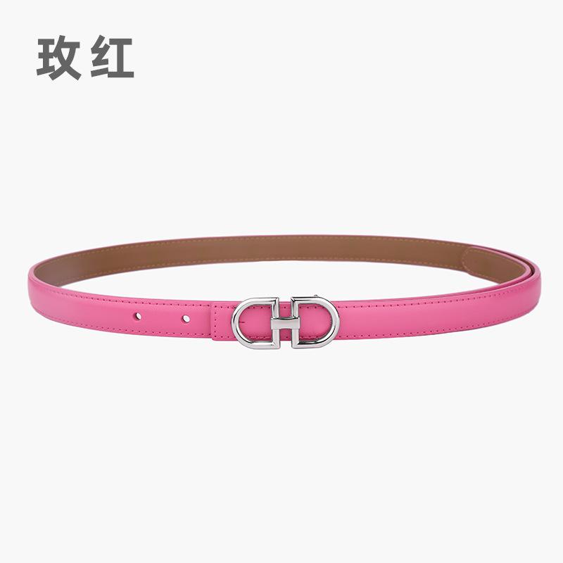 Leather Women'S Belt Simple Double Ring Belt With Jeans Casual Pants Belt Women'S Model
