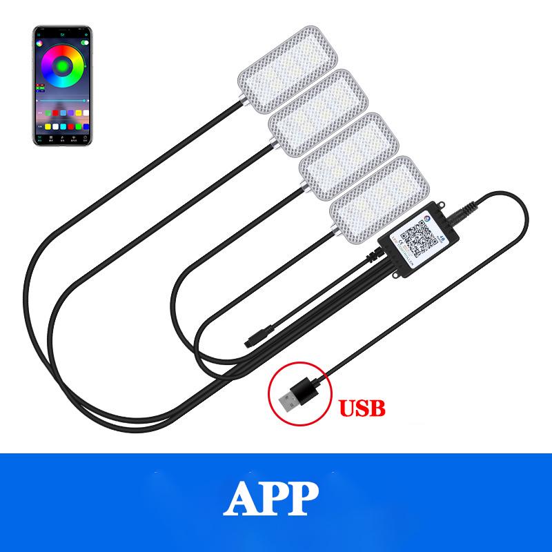 Neon Dual control LED Car Interior Ambient Foot Light with USB Wireless Remote Music APP Control Auto Atmosphere Decorative Lamp