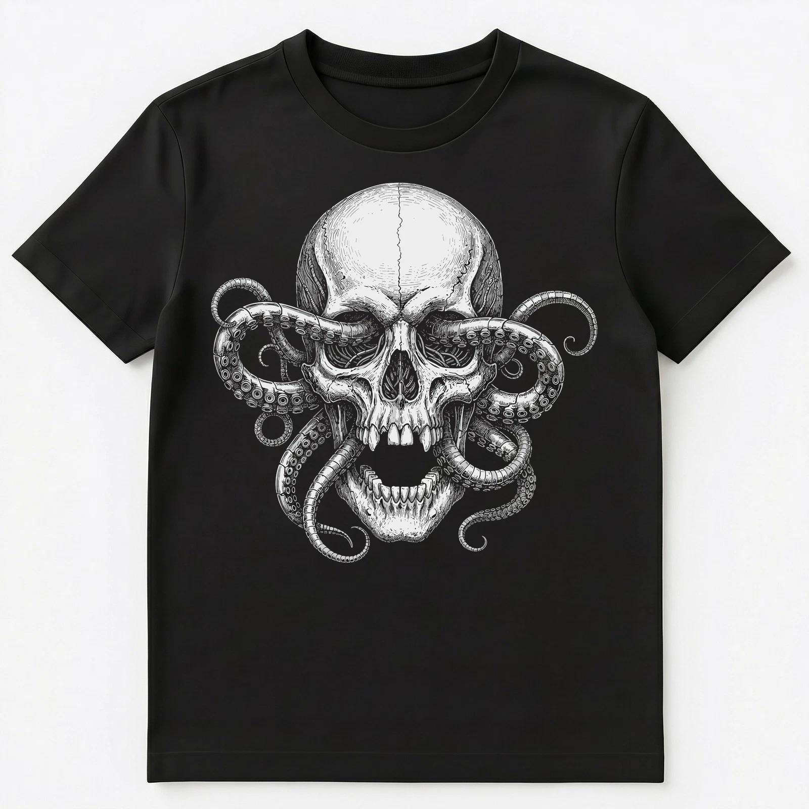 Goth Enthusiast Skull Tentacle Horror Dark Fantasy Unisex T-Shirt L