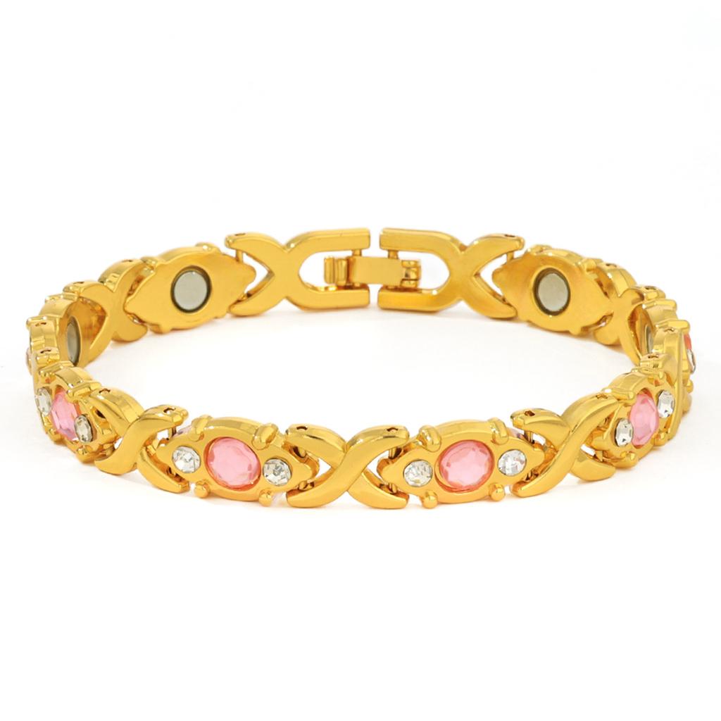 Ladies Detachable Energy Magnetic Bracelet Eco Friendly Rhinestone Adjustable Bangle