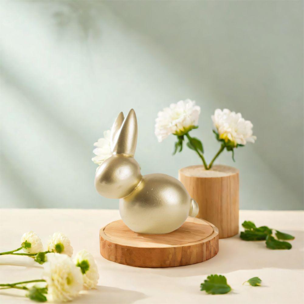 Modern Rabbit Statue Resin Miniatures Figurine Micro Landscape Model Golden Rabbit Ornament  Office