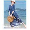 Women's Summer Positioning Print Lace-up Waist Artistic Travel Slimming Dress