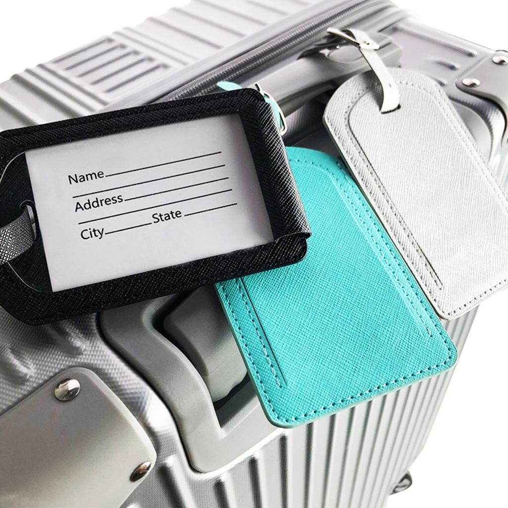 Women Men PU Leather Luggage Tag Suitcase Identifier Label Boarding Bag Tag Name Address Holder Travel Accessories