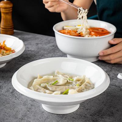 Elegant Bone China Deep White Bowl: Hotel & Restaurant Soup/Noodle/Seafood Bowl - Creative Irregular Design