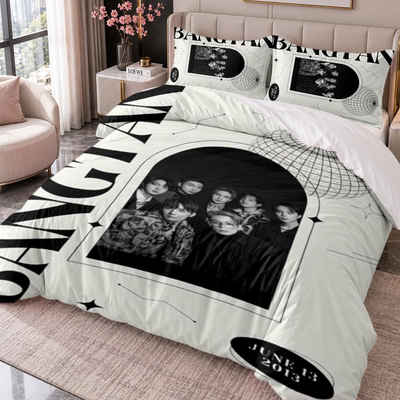 BTS 3Pcs Bedding Set Duvet Cover With Two Pillowcases For Bedroom Home Decoration