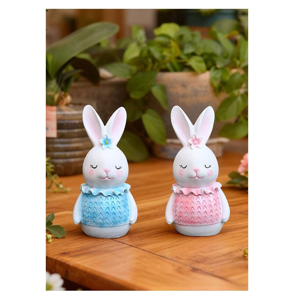 Easter Table Centerpiece Resin Bunny Figurine Hand-Painted Figure Easter Theme Resin Material Modern Minimalist Style