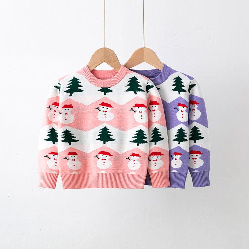 New Children's Christmas Sweater Collection: Girls' and Boys' Autumn/Winter Cartoon Pullover Knitwear