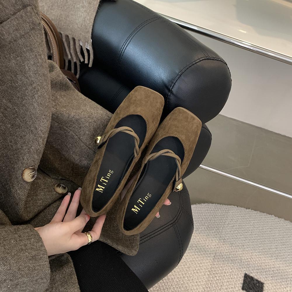 Fashion Square Toe Women Flats Loafers 2024 New Arrivals Dance Shoes Black Brown Green Belt Buckle Casual Mules Shoes Woman Size 35-39