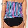 2 buc/Set Set Costum de Baie Femei Bandeau Fără Mâneci Imprimeu în Dungi Topuri de Înot Pantaloni de Baie cu Talie Înaltă Set Articole de Plajă