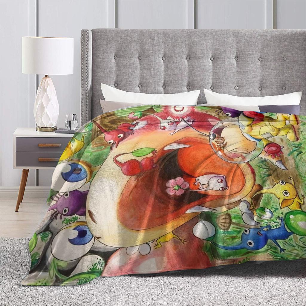 Pikmin Game Blanket  Warm Novelty Plush Bedding Throws For Outdoor Decorative Flannel Bedspread Bed Cover