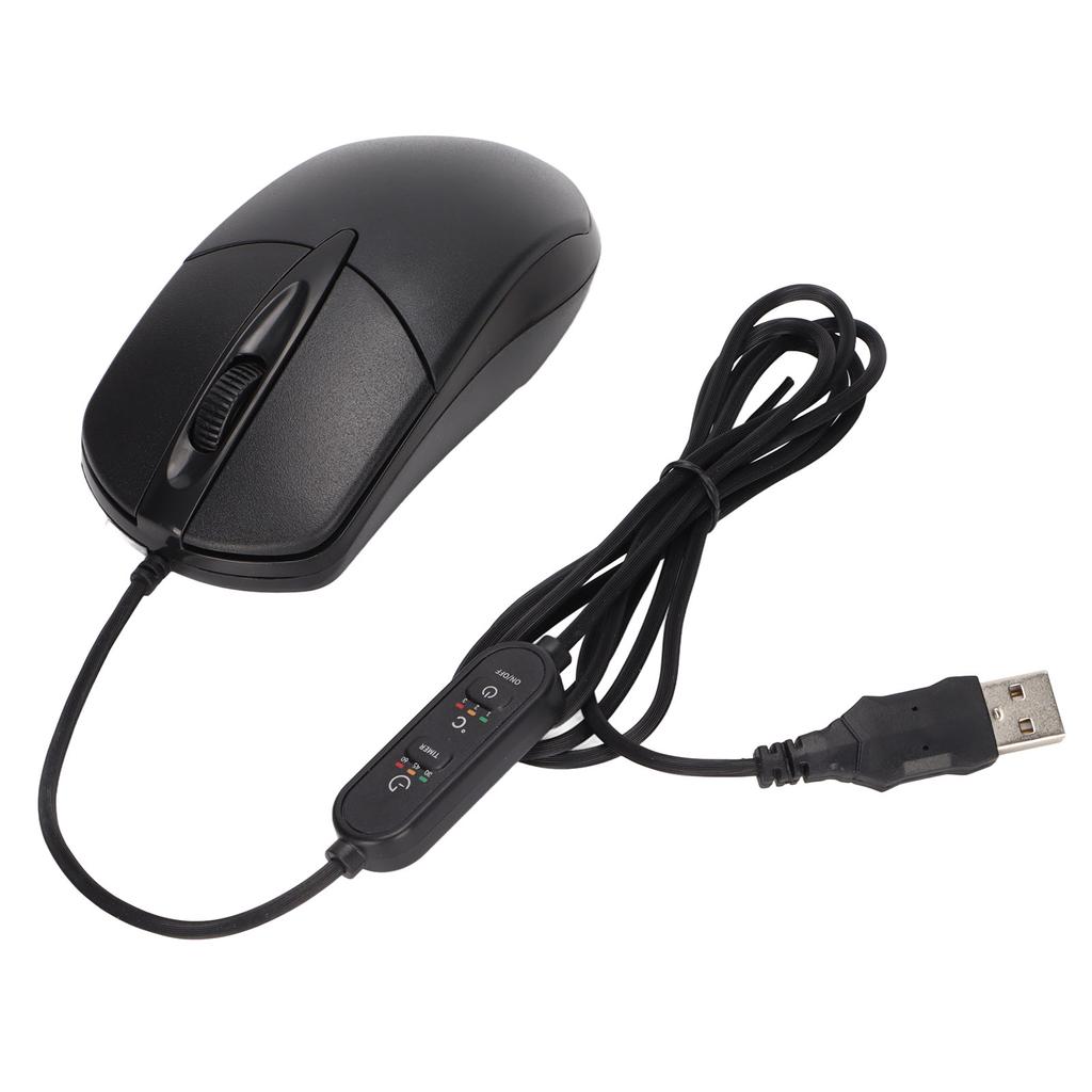 Heated Mouse 3 Levels Adjustable Black Ergonomic 1600DPI Wired Heating Mouse for Windows for OS X System Desktop Laptop