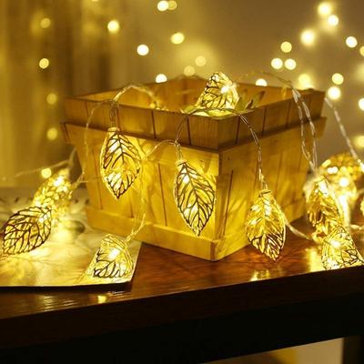 Lampki Liście do Dekoracji - 10 LED, 14 stóp Złote Metalowe Lampki Sznurowe do Dekoracji Domu