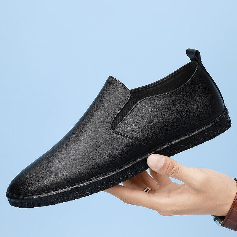Fashion Summer Mens Punching Leather Loafers Shoes Non Slip Walking Flats Breathable Outdoor Casual Shoes Male Work Office Driving Shoes