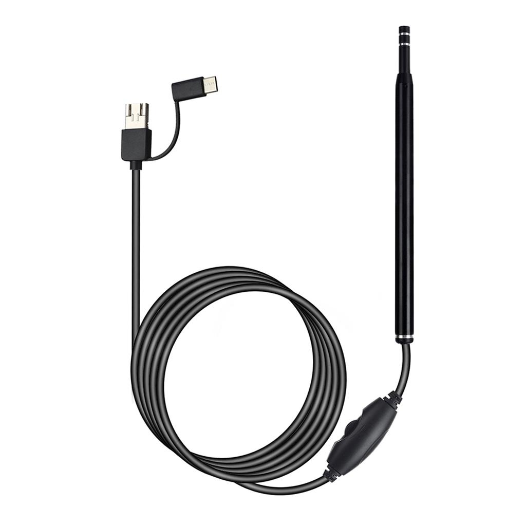 3 In 1 Visual Earpick Otoscope Endoscope with 5.5mm Camrea Lens Ear Cleaning Tool Built In 6 Adjustable Led Lights