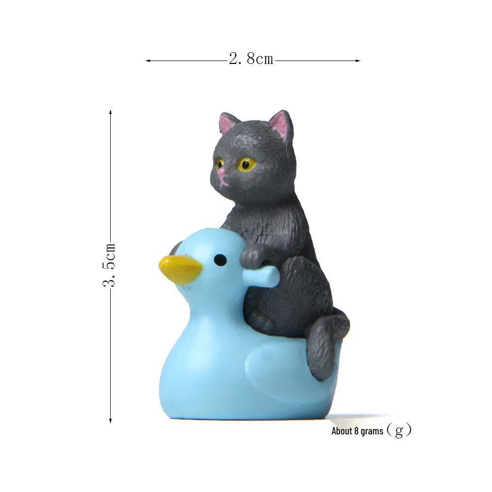 

Playful Water Series: Cats & Kittens on Blue Ducks - Hand-Painted Micro Landscape Figurines Single Price