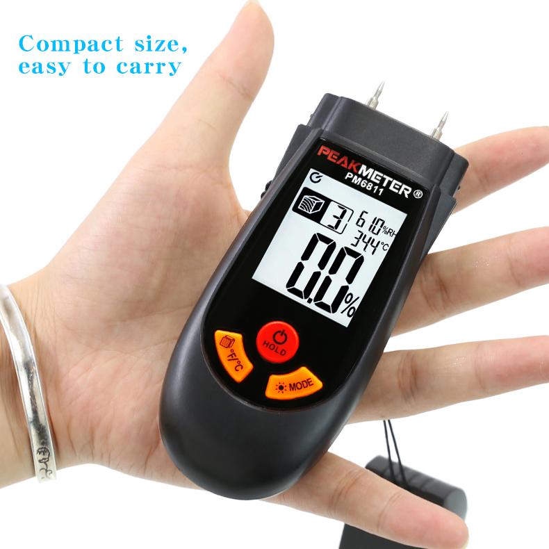 PEAKMETER PM6811 Wood Moisture Meter, Moisture Tester for Measuring Moisture Content In Wood, Cardboard, and Flooring