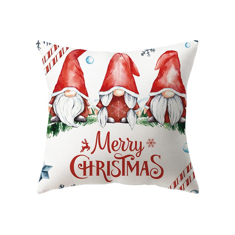 Merry Christmas Cute Santa Claus Print Pattern Cushion Cover Home Living Room Sofa Decoration Polyester Pillow Pillow Cover