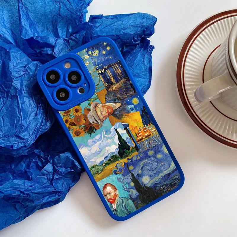 Vintage Van Gogh Handyhülle für iPhone 8 7 Plus SE2 13 12 11 14 Pro Max Puzzle Illustration Handy Rückseite für iPhone X XS XR