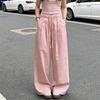 Women's Summer Yamo Wide-Leg White Pants: Casual, Loose-Fit, Milk Puff Texture