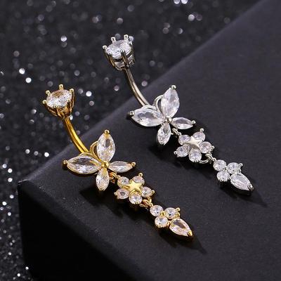 Eleganter Zirkon Schmetterling Bauchnabelring - Vielseitiger High-End Piercingschmuck