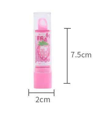 10Pcs Cartoon Fruit Lipstick Shape Erasers Stationery Gift for Kids Birthday Party Favors Back To School Rewards Pinata Fillers