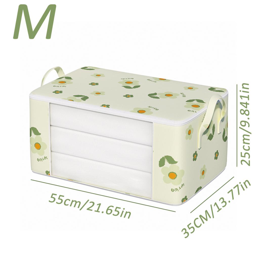 New Flower Visible Quilt Storage Bag With Reinforced Handle For Blanket Comforters Bed Sheets Pillows Toy Dustproof Closet Under-Bed Storage Organizer